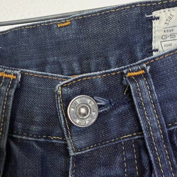 G-Star Raw 3301 Original Jeans Mens Size 30 Blue Straight Leg Button Fly 30x28.5 - Picture 3 of 14